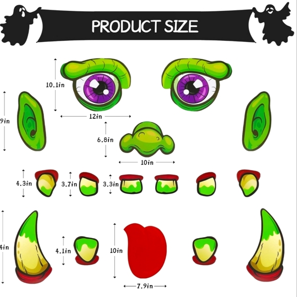 Halloween Trunk or Treat Decorations Kit - Scary Monster Face - Picture 2 of 8